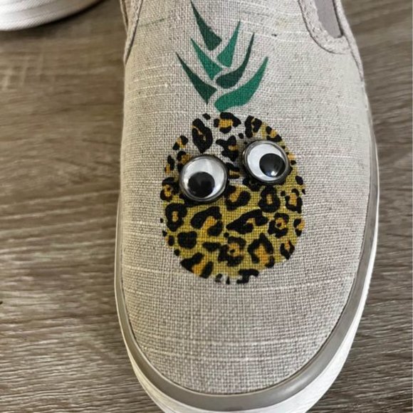 Keds Triple Decker Linen Pineapple Googly Eye Slip-On Platform Sneakers - Picture 3 of 6